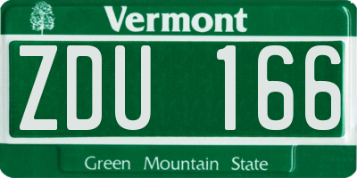 VT license plate ZDU166