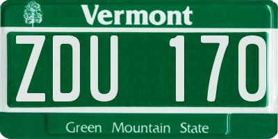 VT license plate ZDU170