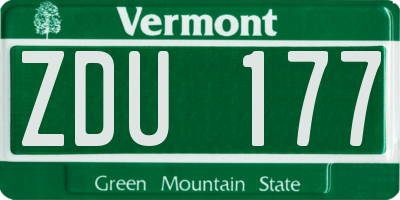 VT license plate ZDU177