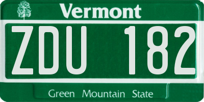 VT license plate ZDU182