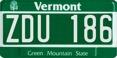VT license plate ZDU186