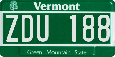 VT license plate ZDU188
