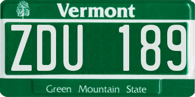 VT license plate ZDU189