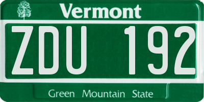 VT license plate ZDU192