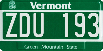 VT license plate ZDU193