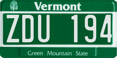 VT license plate ZDU194