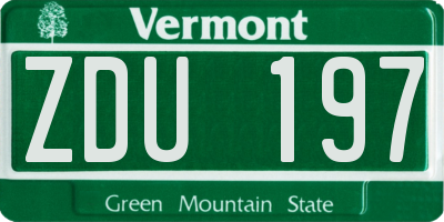 VT license plate ZDU197