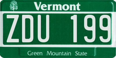 VT license plate ZDU199