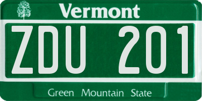 VT license plate ZDU201