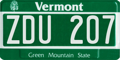 VT license plate ZDU207
