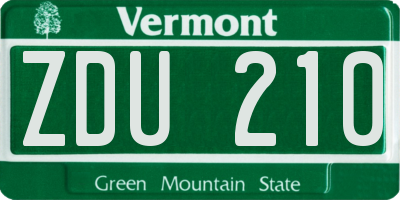 VT license plate ZDU210