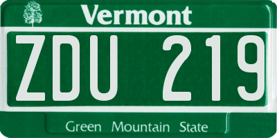 VT license plate ZDU219