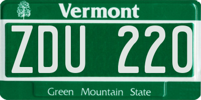 VT license plate ZDU220