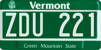 VT license plate ZDU221