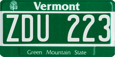 VT license plate ZDU223