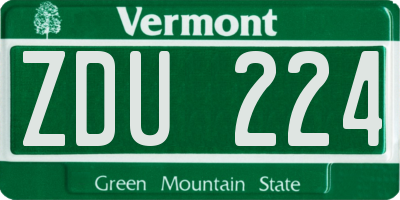 VT license plate ZDU224