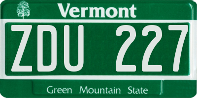 VT license plate ZDU227