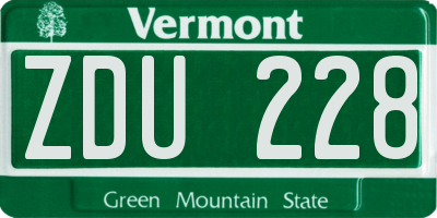 VT license plate ZDU228