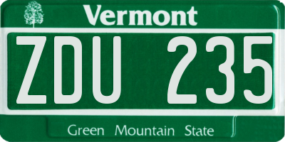 VT license plate ZDU235