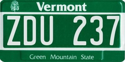 VT license plate ZDU237