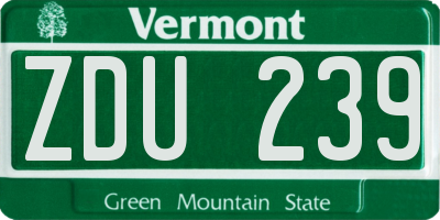VT license plate ZDU239