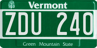 VT license plate ZDU240
