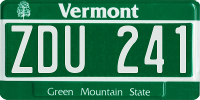 VT license plate ZDU241