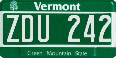 VT license plate ZDU242