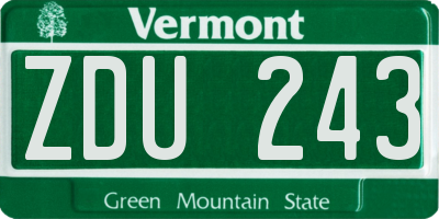 VT license plate ZDU243