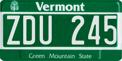 VT license plate ZDU245