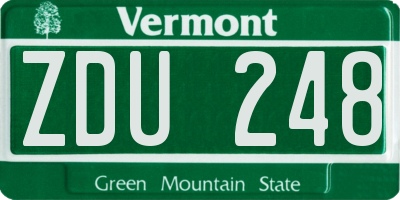 VT license plate ZDU248