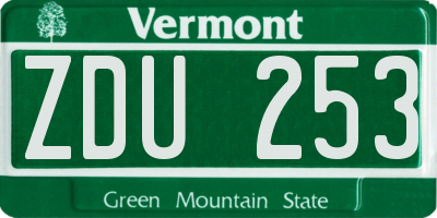 VT license plate ZDU253