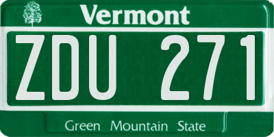 VT license plate ZDU271