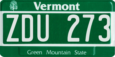 VT license plate ZDU273