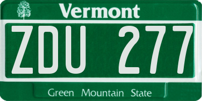 VT license plate ZDU277