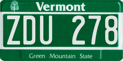 VT license plate ZDU278