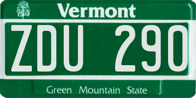 VT license plate ZDU290