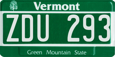 VT license plate ZDU293