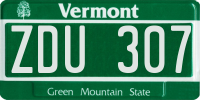 VT license plate ZDU307
