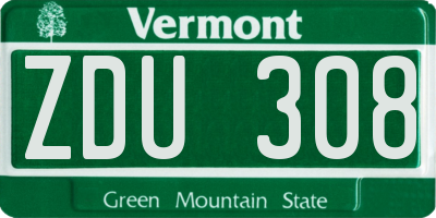 VT license plate ZDU308