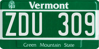 VT license plate ZDU309