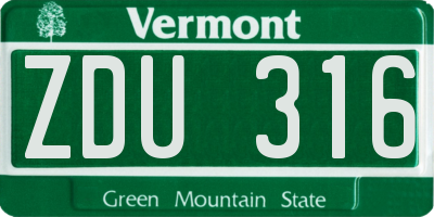 VT license plate ZDU316