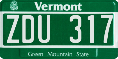 VT license plate ZDU317
