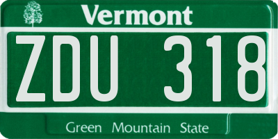 VT license plate ZDU318