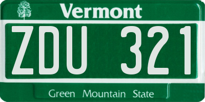 VT license plate ZDU321