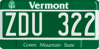 VT license plate ZDU322