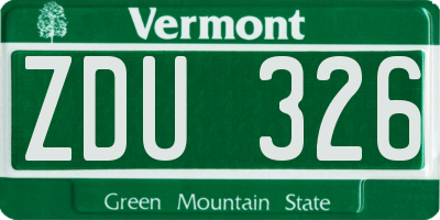 VT license plate ZDU326
