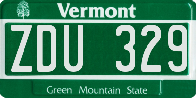 VT license plate ZDU329