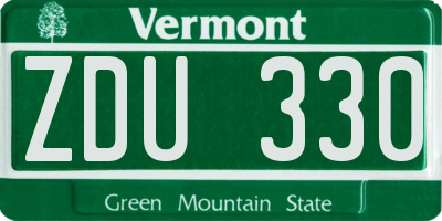 VT license plate ZDU330