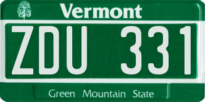 VT license plate ZDU331